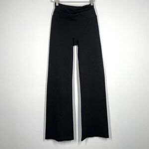 SPANX Slim X Bagel Buster Yoga Pants Flared Size M  Black Double Waistband